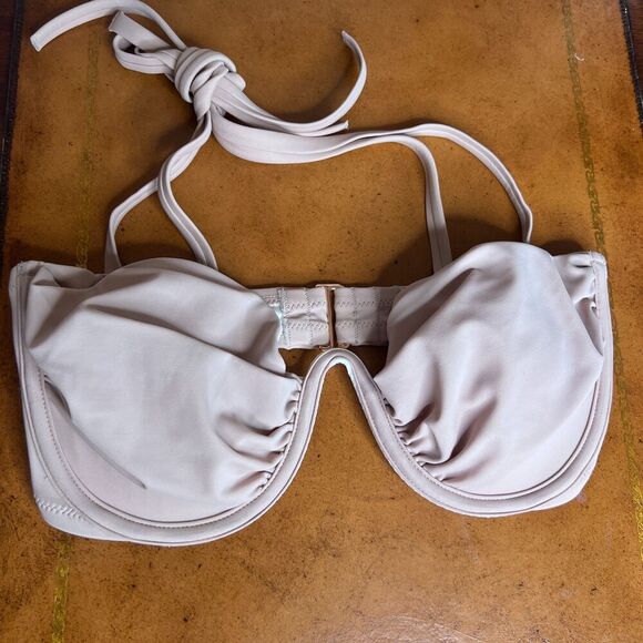 Shade & Shore NWT Blush Pink Boned Tie Neck Bikini Top Size 34D - Picture 11 of 11